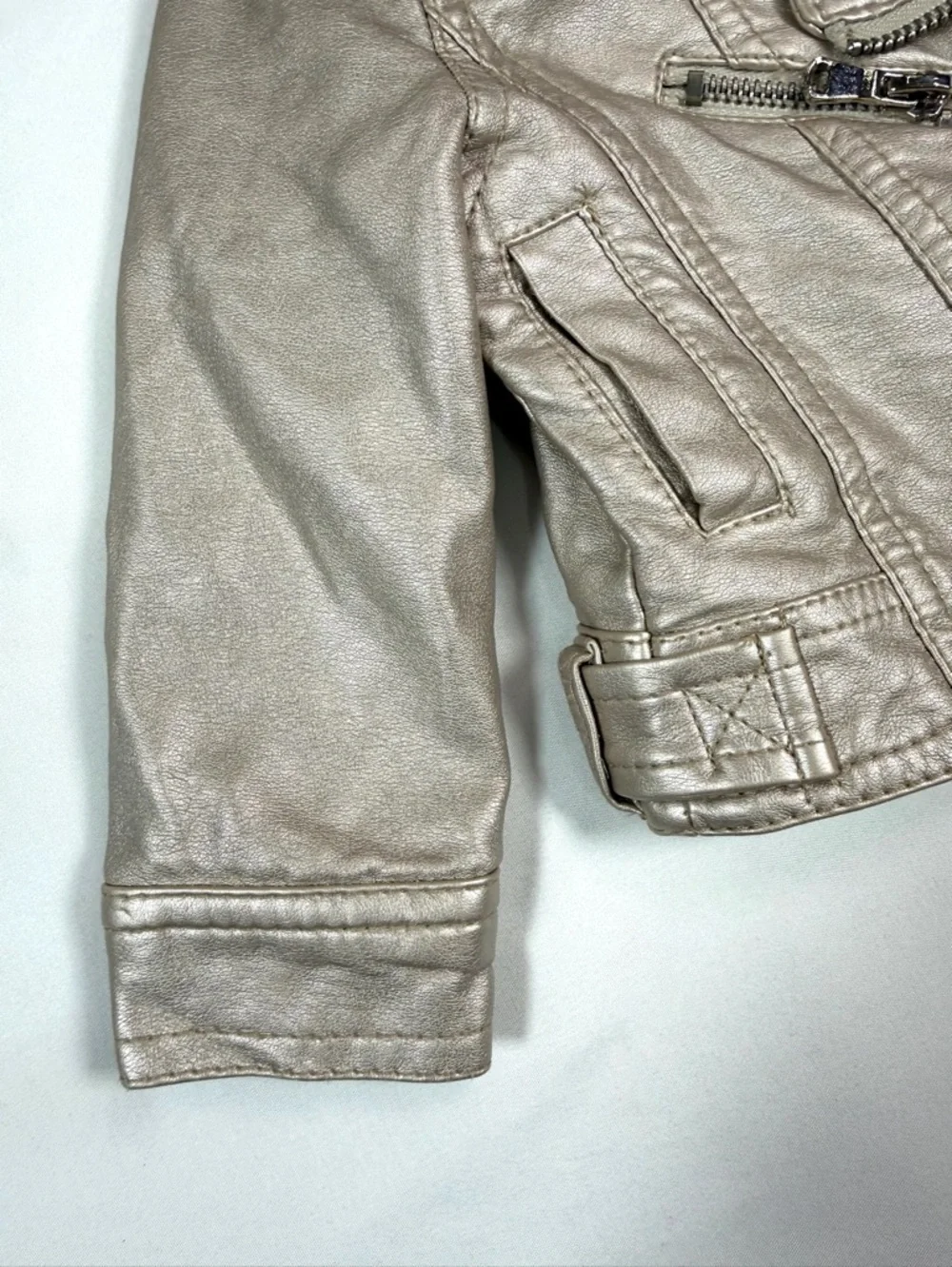 URBAN REPUBLIC Faux Leather Moto Jacket Metallic Toddler 18M Biker Chic Trendy